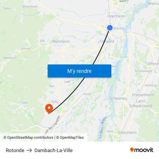Rotonde to Dambach-La-Ville map