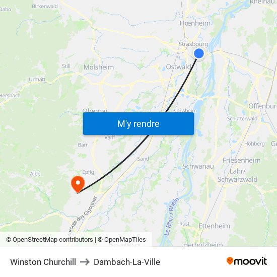 Winston Churchill to Dambach-La-Ville map