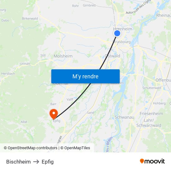 Bischheim to Epfig map