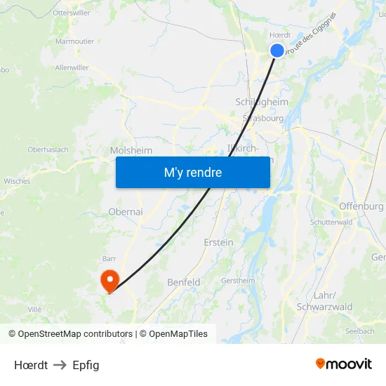 Hœrdt to Epfig map