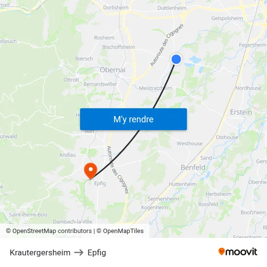 Krautergersheim to Epfig map