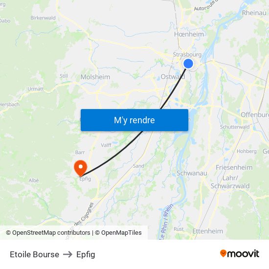 Etoile Bourse to Epfig map