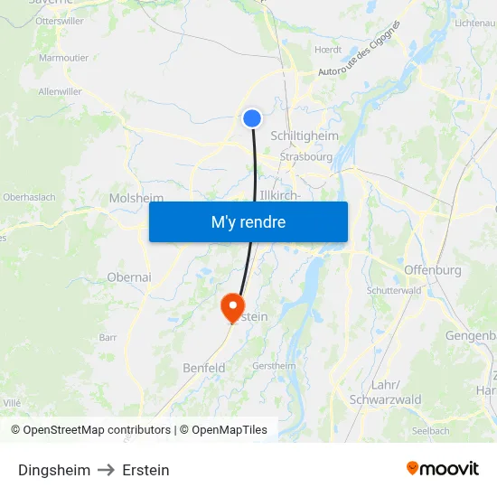Dingsheim to Erstein map