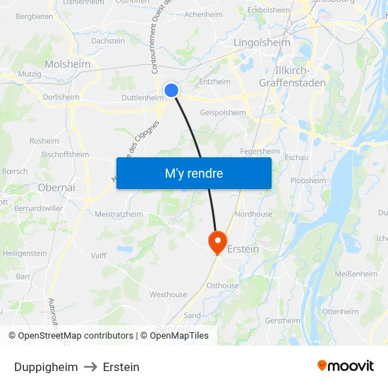 Duppigheim to Erstein map