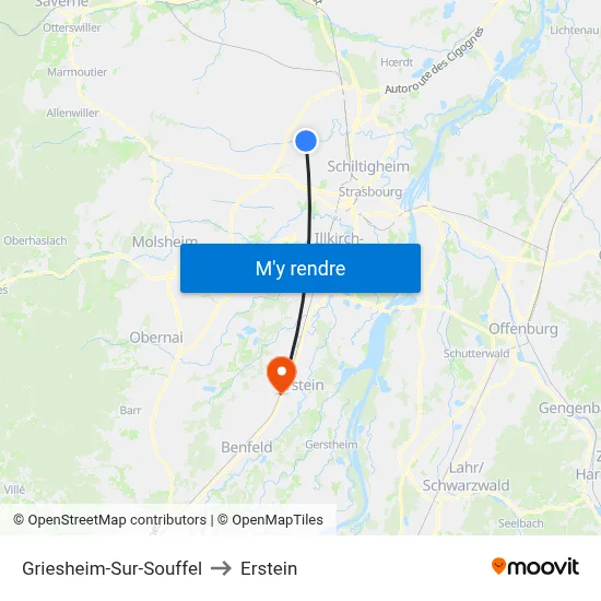 Griesheim-Sur-Souffel to Erstein map