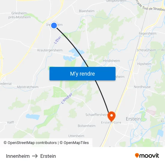 Innenheim to Erstein map