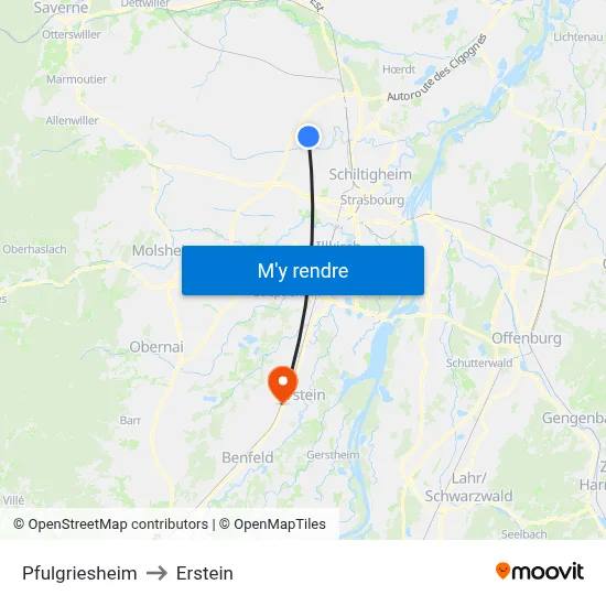 Pfulgriesheim to Erstein map