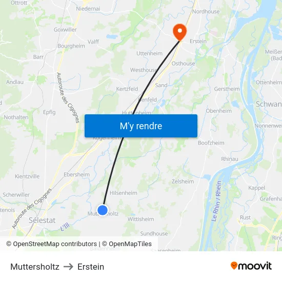 Muttersholtz to Erstein map