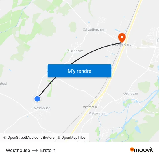 Westhouse to Erstein map