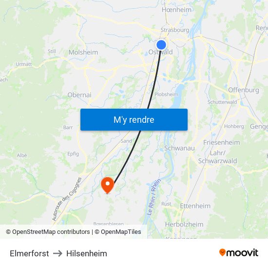 Elmerforst to Hilsenheim map