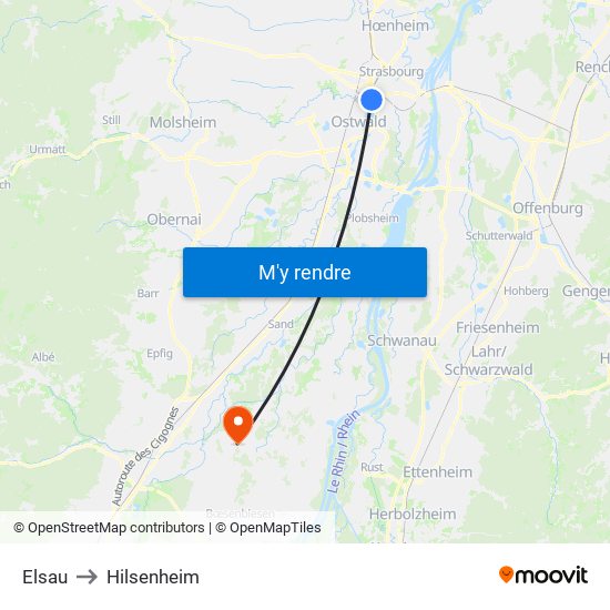Elsau to Hilsenheim map