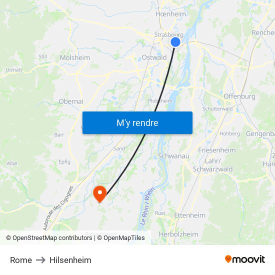 Rome to Hilsenheim map