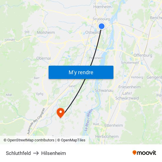 Schluthfeld to Hilsenheim map