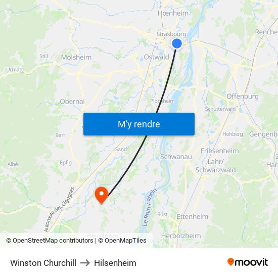 Winston Churchill to Hilsenheim map