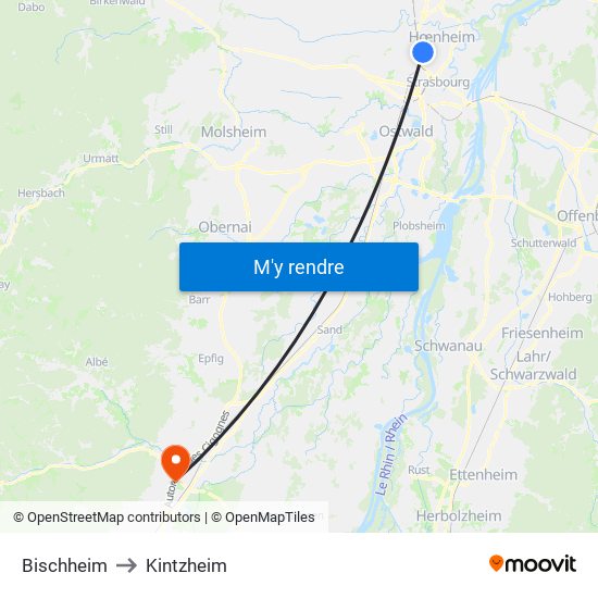 Bischheim to Kintzheim map