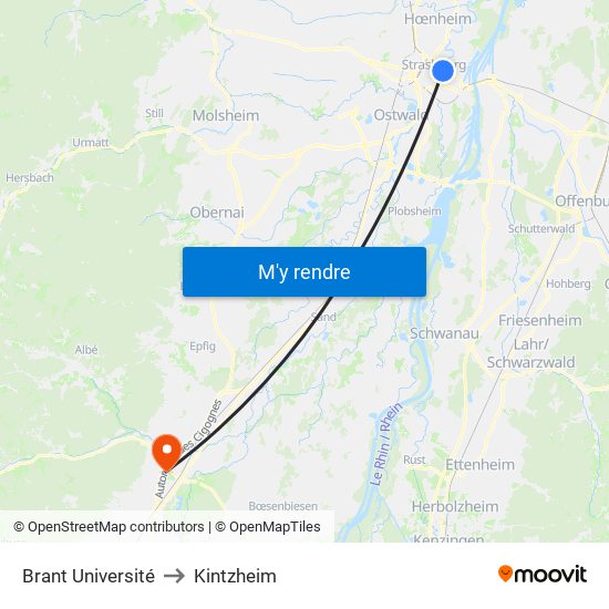 Brant Université to Kintzheim map