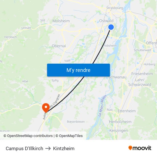 Campus D'Illkirch to Kintzheim map