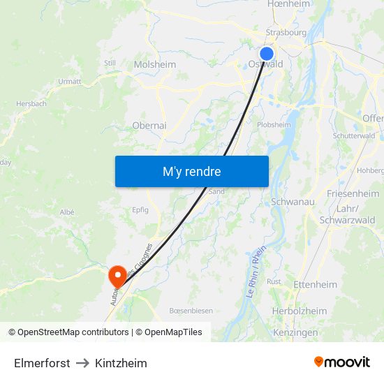 Elmerforst to Kintzheim map