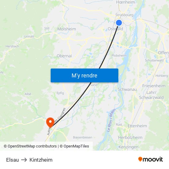 Elsau to Kintzheim map