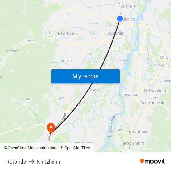 Rotonde to Kintzheim map