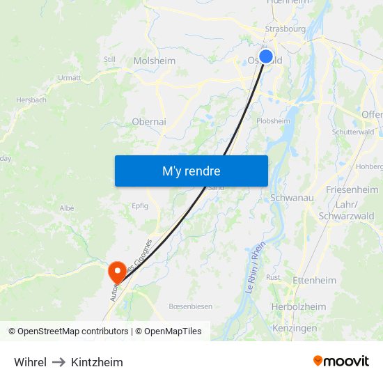 Wihrel to Kintzheim map