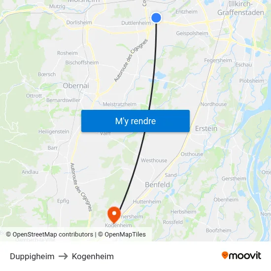 Duppigheim to Kogenheim map