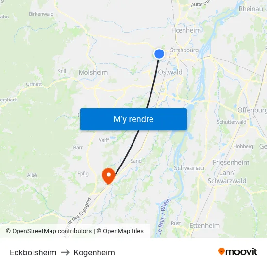 Eckbolsheim to Kogenheim map