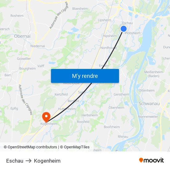 Eschau to Kogenheim map