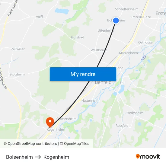 Bolsenheim to Kogenheim map