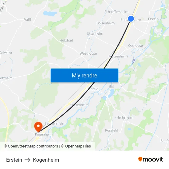 Erstein to Kogenheim map