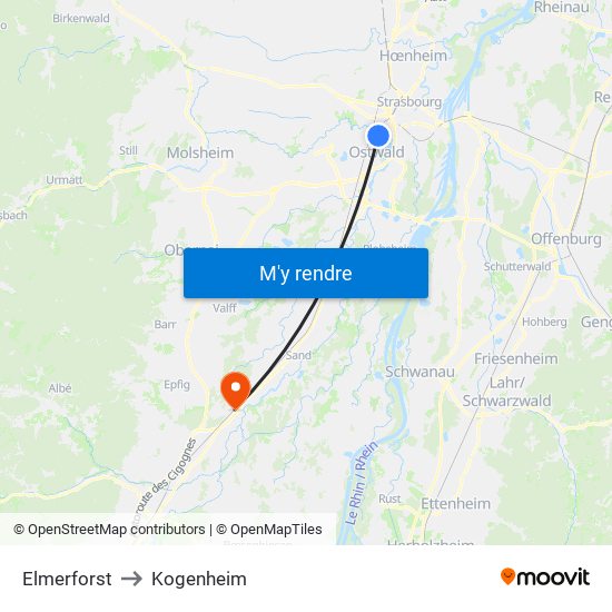 Elmerforst to Kogenheim map