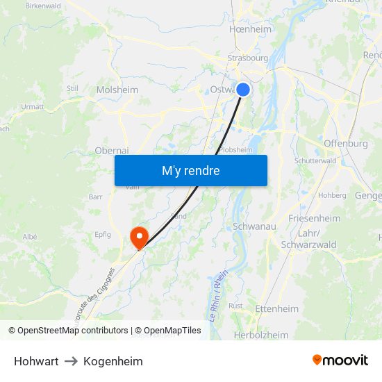Hohwart to Kogenheim map