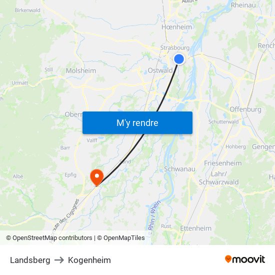 Landsberg to Kogenheim map