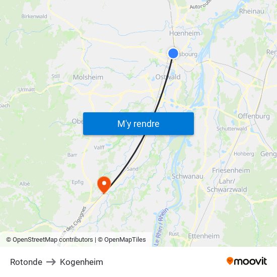 Rotonde to Kogenheim map