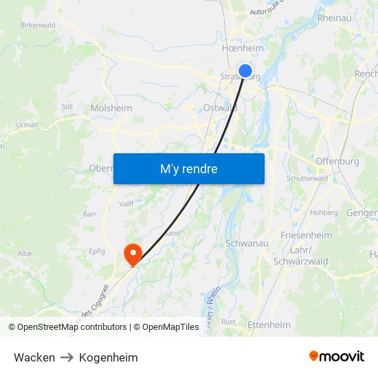 Wacken to Kogenheim map
