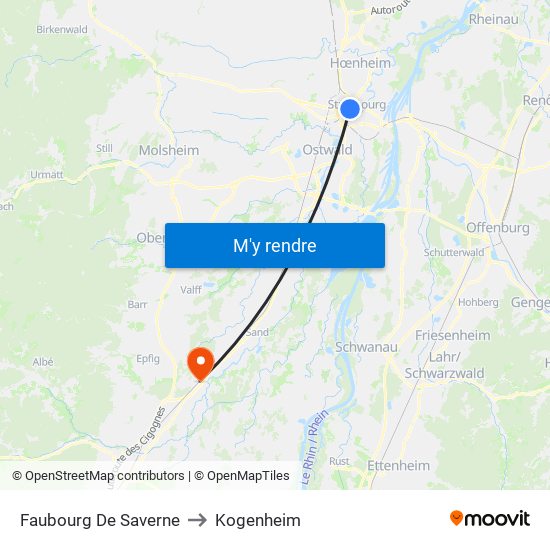 Faubourg De Saverne to Kogenheim map
