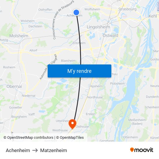 Achenheim to Matzenheim map