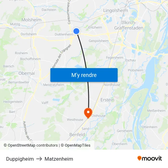 Duppigheim to Matzenheim map
