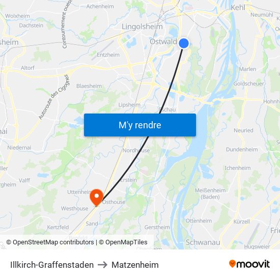Illkirch-Graffenstaden to Matzenheim map