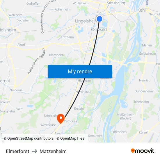 Elmerforst to Matzenheim map