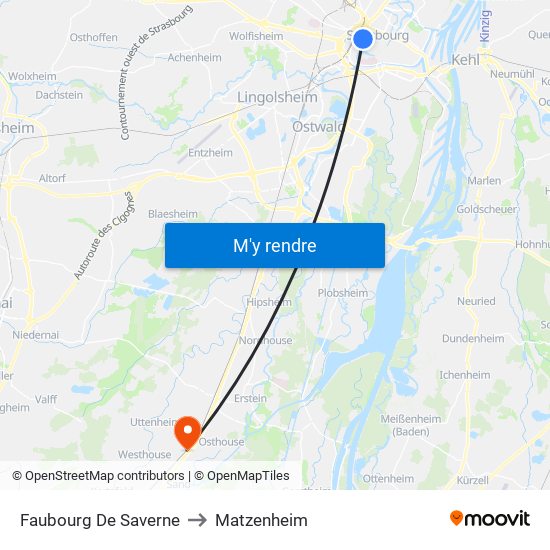 Faubourg De Saverne to Matzenheim map