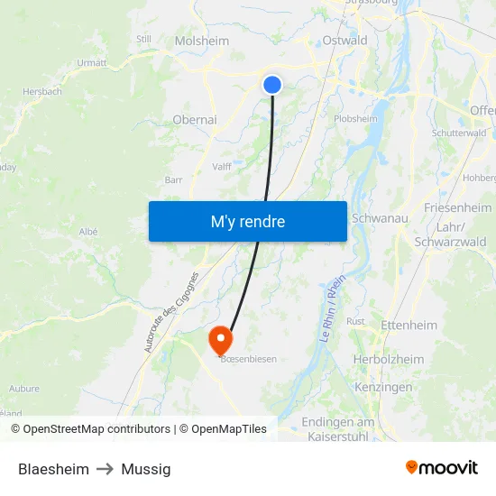 Blaesheim to Mussig map