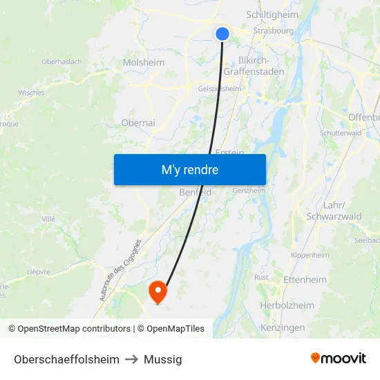 Oberschaeffolsheim to Mussig map