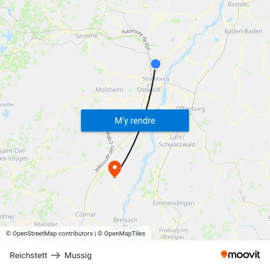 Reichstett to Mussig map