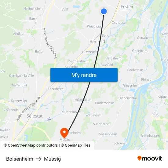 Bolsenheim to Mussig map