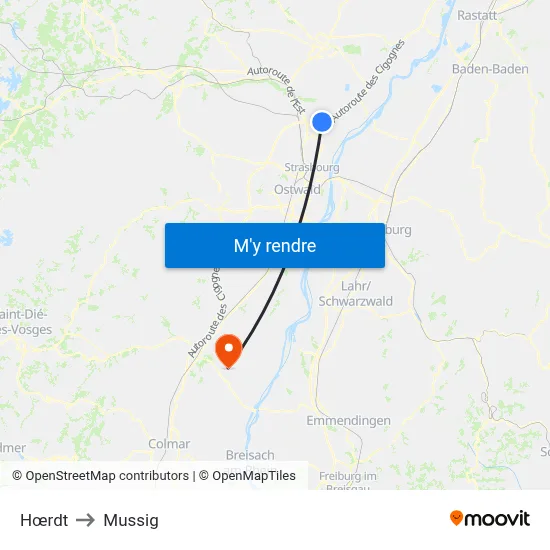 Hœrdt to Mussig map