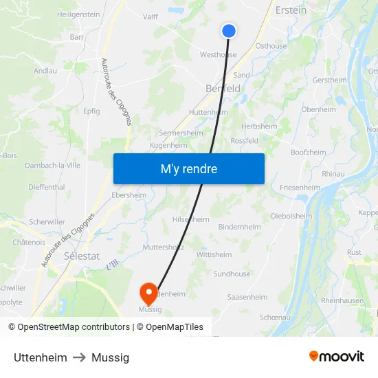 Uttenheim to Mussig map