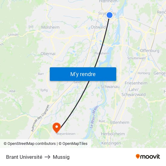 Brant Université to Mussig map
