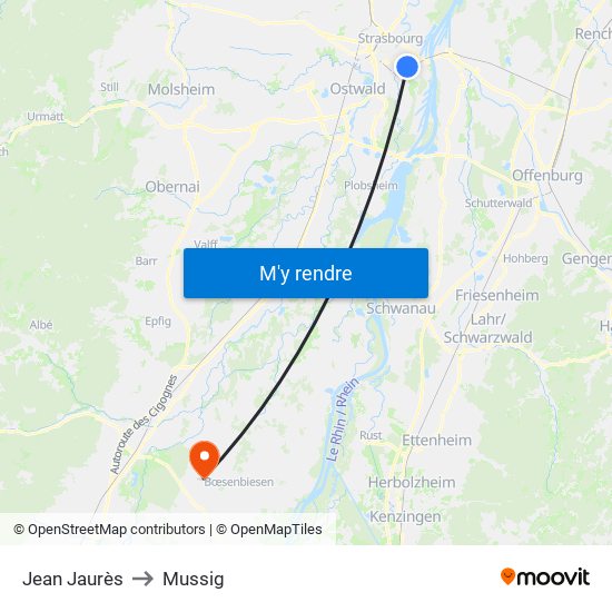 Jean Jaurès to Mussig map