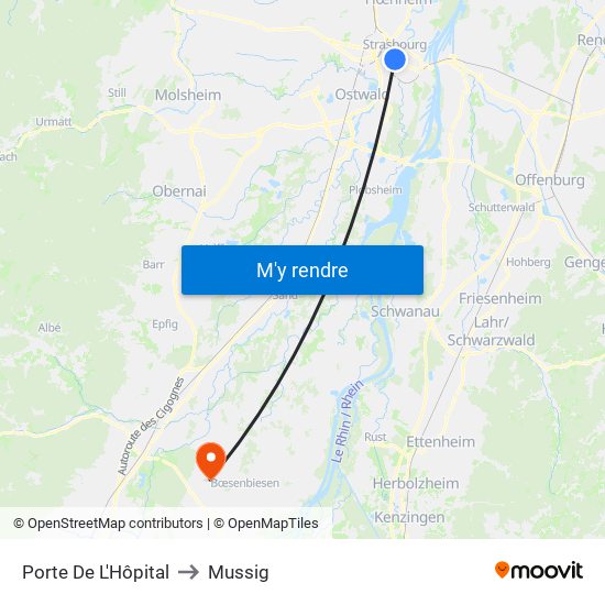 Porte De L'Hôpital to Mussig map